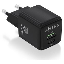 AISENS Cargador GaN 25W, 1xUSB-C PD3.0 QC4.0, 1xUSB-A QC3.0, Negro AISENS Cargador GaN 25W, 1xUSB-C PD3.0 QC4.0, 1xUSB-A QC3.0, | ASCH-25W2P015-BK | 8436574709513 | Hay 7 unidades en almacén