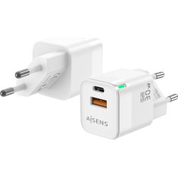 AISENS Cargador Gan 30W, 1xUSB-C PD3.0 QC4.0, 1xUSB-A QC3.0, | ASCH-30W2P004-W | 8436574708721 | Hay 6 unidades en almacén