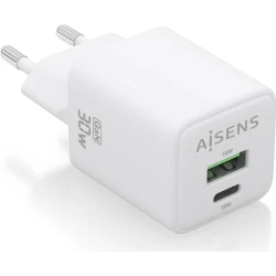 AISENS Cargador Gan 30W, 1xUSB-C PD3.0 QC4.0, 1xUSB-A QC3.0, | ASCH-30W2P037-W | 8435739901281 | Hay 1 unidades en almacén