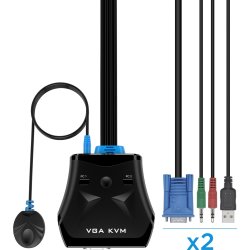 Aisens Conmutador Kvm Vga Usb 1u-2pc+cable, Negro | A111-0411 | 8436574704501
