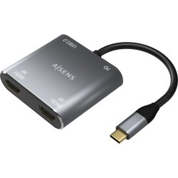 AISENS Conversor USB-C a 2XHDMI 4K SST MST/USB2.0/USB-C PD 60W, USB-C/M-2XHDMI/H-USB-A/H-USB-C/H, Gris, 15CM AISENS Conversor USB-C a 2XHDMI 4K SST MST/USB2.0/USB-C PD 6 | A109-0625 | 8436574707311 | Hay 2 unidades en almacén