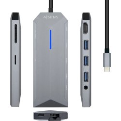 AISENS USB-C Dock 9 en 1, USB-C a 1x HDMI, 1xRJ45, 3x USB, 1 | ASUC-9P001-GR | 8436574706260 | Hay 2 unidades en almacén