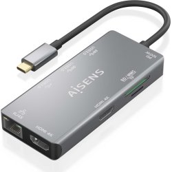 AISENS USB-C Dock 9 En 1, USB-C a 2xHDMI, 1xRJ45, 2xUSB-A US | ASUC-9P018-GR | 8435739901724 | Hay 1 unidades en almacén