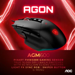 AOC AGON AGM600 ratón Juego mano derecha USB tipo A Óptico 16000 DPI AOC AGON AGM600 ratón Juego mano derecha USB tipo A Óptico | 4038986630795 | Hay 20 unidades en almacén