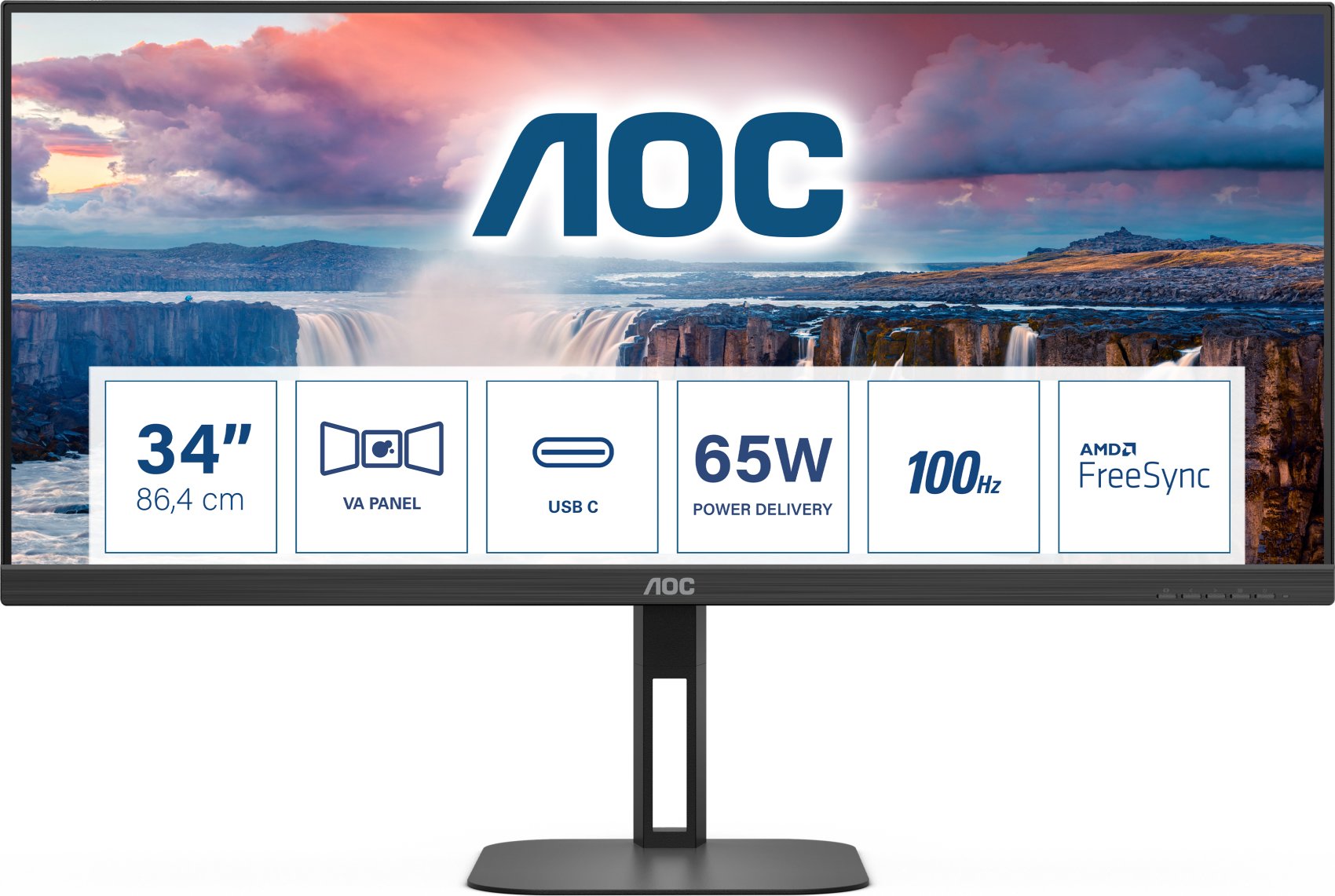 AOC V5 U34V5C/BK pantalla para PC 86,4 cm (34``) 3440 x 1440 Pixeles UltraWide Q | 4038986110617 [1 de 9]