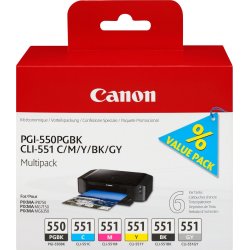 Cartcuho de tinta canon PGI-550PGBK + CLI551 6 piezas original multipack para fo | 6496B005 | 8714574623207 [1 de 2]