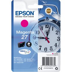 Cartucho Epson Alarm Clock Singlepack Magenta 27 Durabrite Ultra  | C13T27034022 | 8715946625799