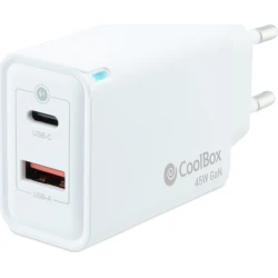 Coolbox Cargador Usb 45w Con Tecnología Gan | COO-CUP-45CA | 8437012429963