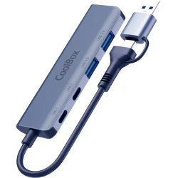 CoolBox HUB4 LITE USB-C/A 4 PUERTOS 2USB-C Y 2USB-A 3.2 GEN1 | COO-HUB-C-CCAA | 8436624420252 | Hay 5 unidades en almacén