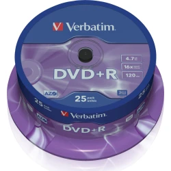DVD+R VERBATIM 25 UNIDADES 4,7GB 16X 43500 | Hay 3 unidades en almacén