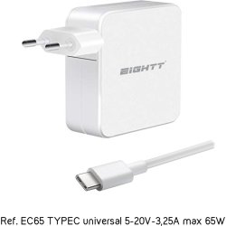 Eightt Cargador Universal Type C 5-20V-3,25A Max 65W | EC65 | 8425402170960 | Hay 9 unidades en almacén