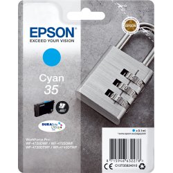 Epson Padlock Singlepack Cyan 35 Durabrite Ultra Ink | C13T35824020 | 8715946632285