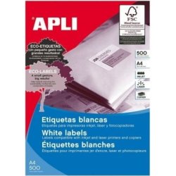 ETIQUETAS AUTOADHESIVAS APLI 500 HOJAS A4 1 ETIQUETA POR HOJ | 01788 | 8410782017882 | Hay 5 unidades en almacén