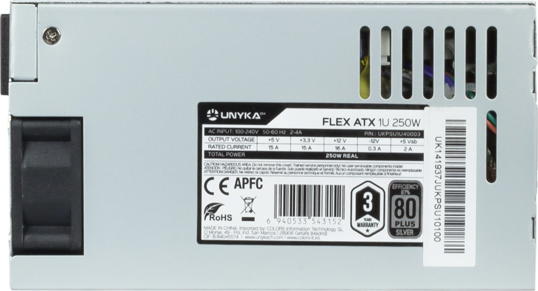 UNYKAch Fuente de Alimentación Flex ATX 1U 250W