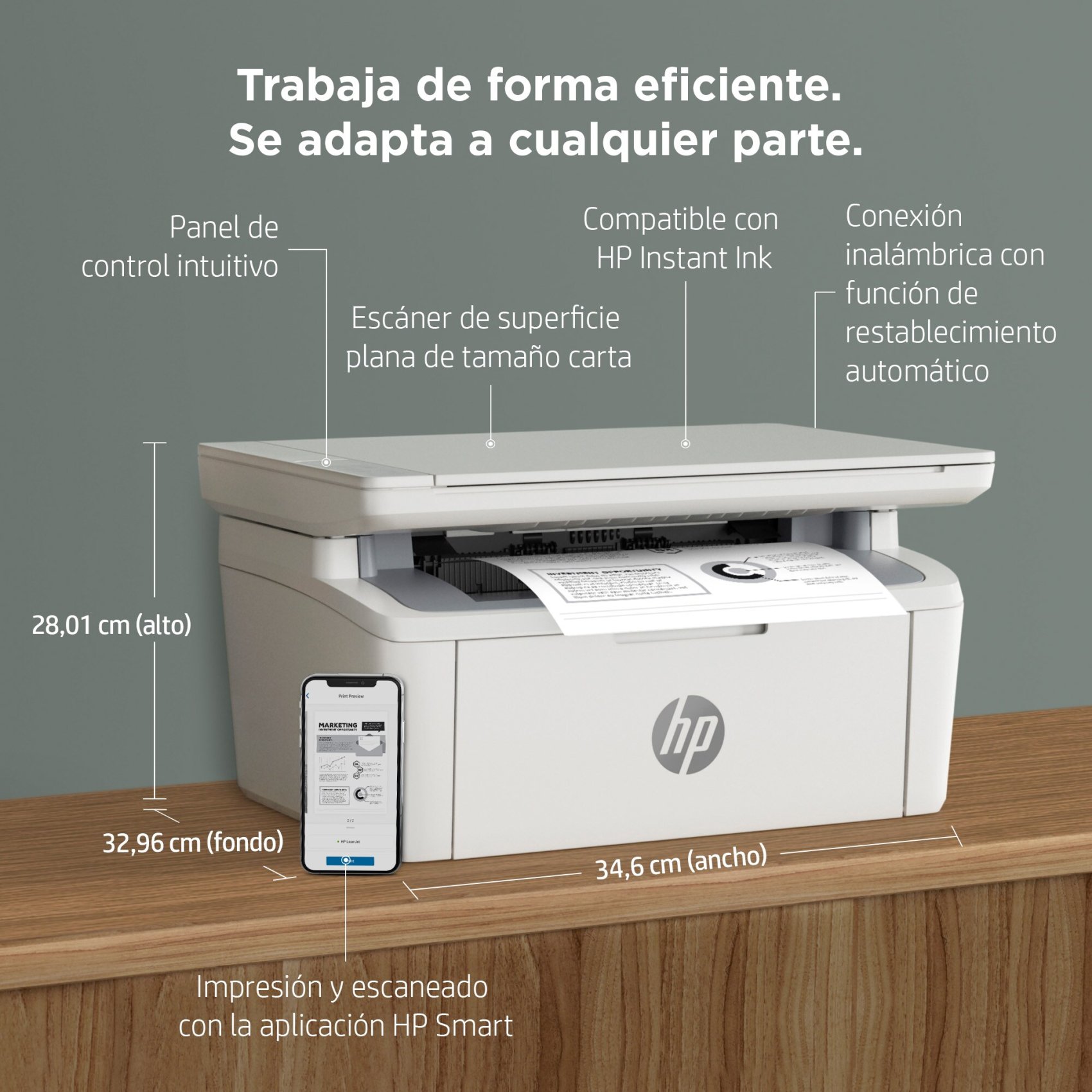 HP LaserJet Impresora multifunción M140w, Blanco y negro, Impresora para  Oficina pequeña, Impresión, copia, escáner, Escanear a