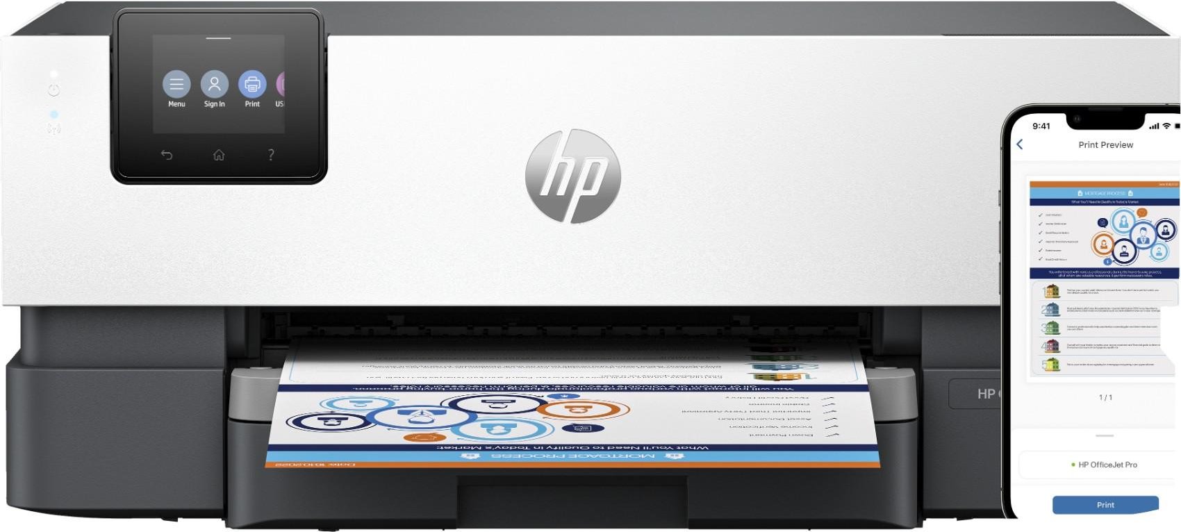 HP OfficeJet Pro Impresora 9110b, Color, Impresora para Home y Home Office,  Estampado, Conexión inalámbrica; Impresión a doble cara; Impresión desde  móvil o tablet; Pantalla táctil; Puerto de unidad de memoria flash