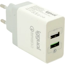 iggual Cargador pared usb 2.0 x2 carga rapida QC3.0 30w blan | IGG317389 | 8435364317389 | Hay 50 unidades en almacén