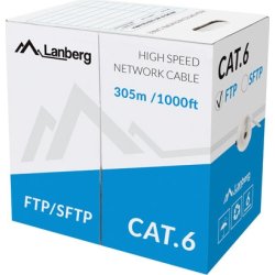 Lanberg LCF6-11CU-0305-S cable de red Gris 305 m Cat6 F/UTP  | LCU6-11CU-0305-S | 5901969421804 | Hay 1 unidades en almacén