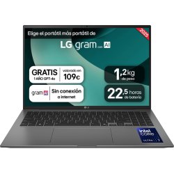 LG Gram 16ZD90T Intel Core Ultra 7 255H Portátil 40,6 cm (1 | 16ZD90T-G.AX78B | 8806096456149 | Hay 1 unidades en almacén