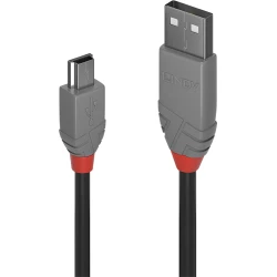 Lindy 36722 cable USB 1 m USB 2.0 USB A Mini-USB B Negro, Gr | LINDY36722 | 4002888367226 | Hay 18 unidades en almacén