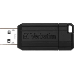 Memoria usb Verbatim PinStripe - Unidad USB de 32 GB - Negro | VB-FD2-32G-PSB | 0023942490647 | Hay 50 unidades en almacén