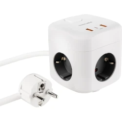 Nanocable Base de 3 enchufes con 3 USB (2 USB-A + 1 USB-C), GaN + PPS, PD 20W, con interruptor, Blanco Nanocable Base de 3 enchufes con 3 USB (2 USB-A + 1 USB-C), | 10.37.0011 | 8433281016675 | Hay 2 unidades en almacén