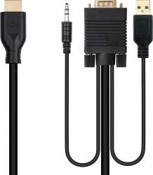 Nanocable Conversor unidireccional VGA/M + AUDIO/M + USB-A/M (para alimentación) a HDMI/M, Negro, 1.8m Nanocable Conversor unidireccional VGA/M + AUDIO/M + USB-A/M | 10.15.4612 | 8433281016378 | Hay 1 unidades en almacén