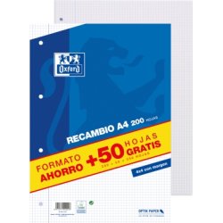Oxford, Hojas Cuadriculadas A4 Perforadas, Recambio Archivad | 400119437 | 8412771029296 | Hay 6 unidades en almacén