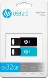 PENDRIVE HP 32GB USB2.0 V212/TWIN NEGRO/AZUL PACK 2 UNIDADES | HPFD212-32-TWIN | 4712847098534 | Hay 50 unidades en almacén