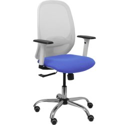 Piqueras y Crespo Silla Cilanco blanca malla blanca asiento bali azul claro brazo regulable base cromada ruedas de parqué Piqueras y Crespo Silla Cilanco blanca malla blanca asiento | 354SBM10B261B354CRRP | 8436586629212 | Hay 6 unidades en almacén