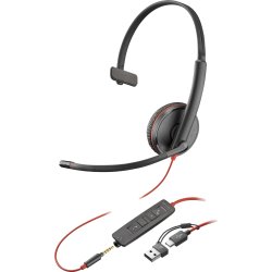 Poly Auriculares monoaurales Blackwire 3215 USB-C + Conector | 8X227AA | 0197498429342 | Hay 8 unidades en almacén