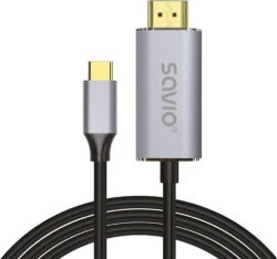 Savio USB-C to HDMI 2.0B cable 2m silver / black gold tips C | SAVKABELCL-171 | 5901986047674 | Hay 46 unidades en almacén