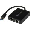 StarTech.com Adaptador Tarjeta de Red NIC Externa USB 3.0 2 Puertos Gigabit Ethernet RJ45 y Puerto USB - negro | (1)
