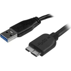 StarTech.com Cable USB 3.0 delgado de 0.5m USB A macho a Micro USB B macho negro | USB3AUB50CMS | 0065030856355 [1 de 3]