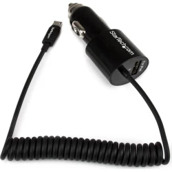 StarTech.com Cargador USB de 2 Puertos para Coche con Cable Micro USB y puerto USB - Negro StarTech.com Cargador USB de 2 Puertos para Coche con Cable | USBUB2PCARB | 0065030860512 | Hay 2 unidades en almacén