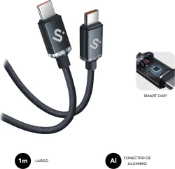 SUBBLIM CABLE OPTIMUS 60W C-C 1m BLACK | SUBCAB-C06001 | 8436586743536 | Hay 6 unidades en almacén