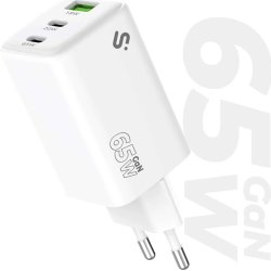 SUBBLIM Cargador GaN 65W USB-C + USB-C + USB-A | SUBCHG-6G6530 | 8436586743505 | Hay 14 unidades en almacén