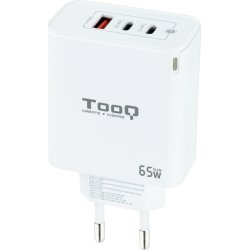 TooQ Cargador de Pared GaN 2USB-C/PD + USB-A/QC 65W, Blanco | TQWC-GANQC2PD65WT | 8433281012585 | Hay 2 unidades en almacén