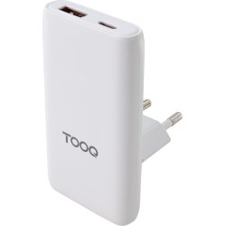 TooQ Cargador de viaje Tipo C y Tipo A, GaN 65W, USB-C/PD + USB-A/QC, Blanco TooQ Cargador de viaje Tipo C y Tipo A, GaN 65W, USB-C/PD + | TQWC-GANSL65W1A1C | 8433281016613 | Hay 1 unidades en almacén