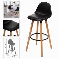 TABURETE ALTO CON RESPALDO Y ACOLCHADO NEGRO más grande TABURETE ALTO CON RESPALDO Y ACOLCHADO NEGRO | 41042 | 1842217541042