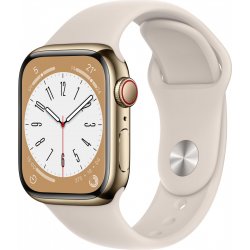 Apple Watch Series 8 GPS + Cellular Caja acero inoxidable Oro 41mm Correa deportiva Blanco estrella [1 de 3]