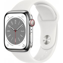 Imagen de Apple Watch Series 8 GPS + Cellular Caja acero inoxidable Plata 41mm Correa deportiva Blanco