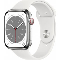 Apple watch series 8 gps + cellular caja acero inoxidable plata 45mm correa deportiva blanco [1 de 3]