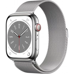 Imagen de Apple Watch Series 8 GPS + Cellular Caja acero inoxidable Plata 45mm Pulsera Milanese Loop Plata
