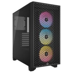 Corsair chasis semitorre 3000d rgb airflow sin fuente soporta atx micro atx mini itx bahias internas 2x3.5`` 3x2.5`` 3xventilador frontal 120mm rgb 2xusb3.2 combo audio y microfono ventana lateral cristal templado dimensiones (prxalxan) 462x466x230mm negro Corsair chasis semitorre 3000d rgb airflow sin fuente soport | CC-9011255-WW