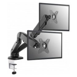 Equip soporte de monitor/tv para mesa desde 13` hasta 27` doble brazo articulado inclinable soporta 2 monitor/tv vesa estandar hasta 6.5kg negro más grande Equip soporte de monitor/tv para mesa desde 13` hasta 27` doble brazo articulado | 650121
