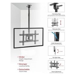 Equip Soporte de Monitor/TV para techo ajustable de 922mm hasta 1792mm Desde 32` hasta 70` Inclinacion y Giro VESA 400x400 hasta 50Kg Negro más grande Equip Soporte de Monitor/TV para techo ajustable de 922mm hasta 1792mm Desde 32` | 650321