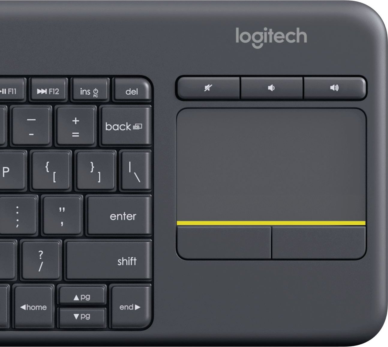 Teclado inalámbrico  Logitech K400 plus, Inalámbrico, Para PC/TV,  Touchpad, Windows/Android, Personalizable, Pilas 18 meses, USB, Negro