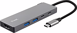 Adaptador Trust Dalyx 5en1 Usb-c Gris (26062)