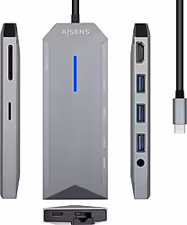 Dock Station Aisens Usb-c Hdmi Rj45 Lect(ASUC-9P001-GR) | 8436574706260 | 38,00 euros